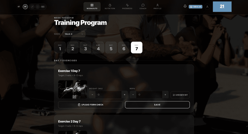ตัวอย่างหน้าเว็บ 21 Training Club
