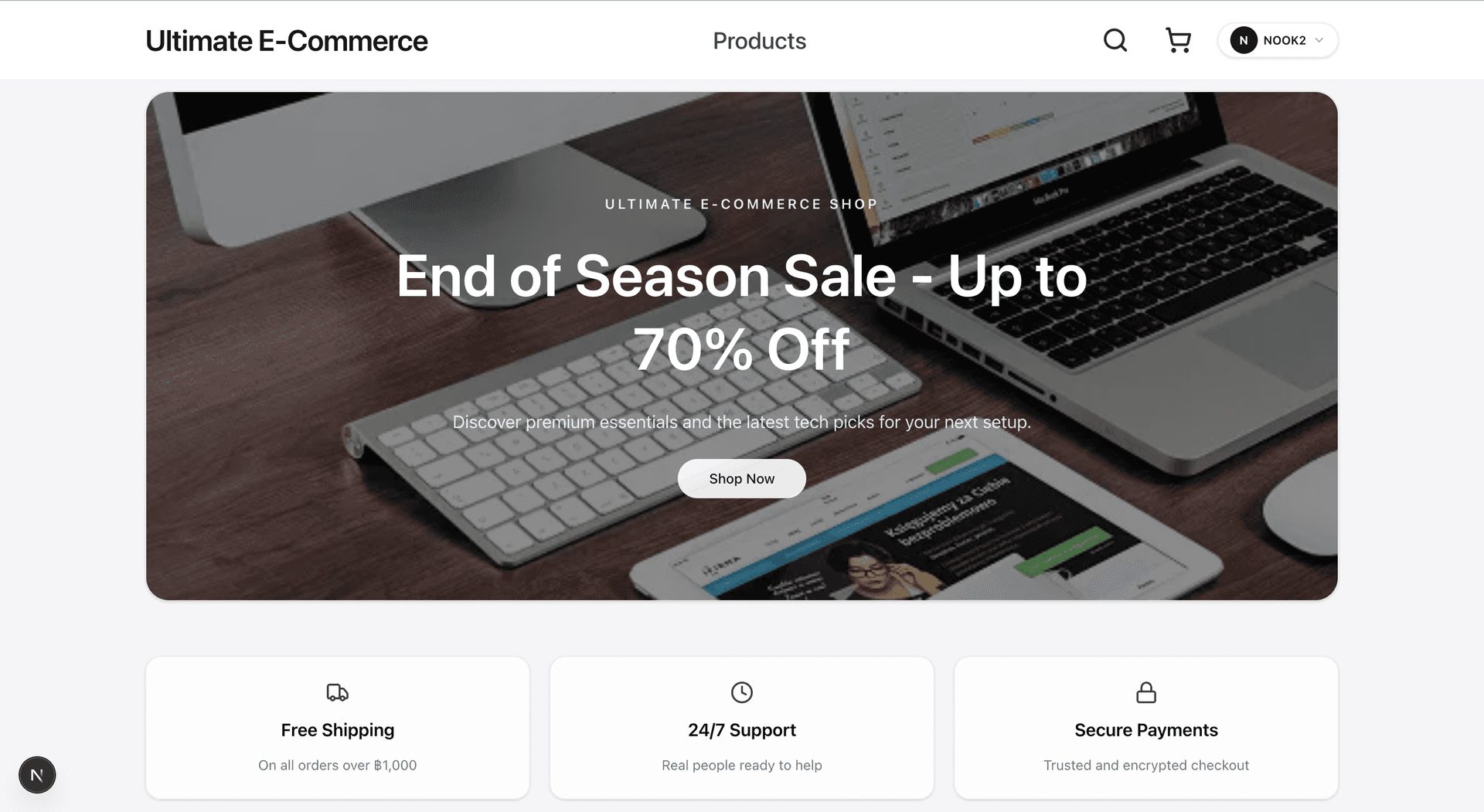ตัวอย่างหน้าเว็บ Ultimate E-Commerce